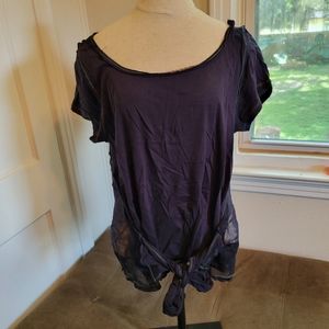 Leifnotes by Anthropologie Navy sheer top